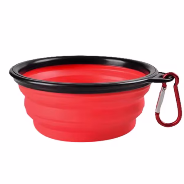 Collapsible Pet Silicone Dog Food 350ml - red
