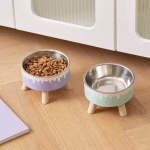 Cartoon Ice Cream Design Stainless Steel Raised Pet Bowl - Image 4