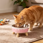 Cartoon Ice Cream Design Stainless Steel Raised Pet Bowl - Image 3