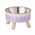 Cartoon Ice Cream Design Stainless Steel Raised Pet Bowl - Image 6