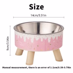 Cartoon Ice Cream Design Stainless Steel Raised Pet Bowl - Image 5