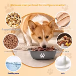 Stainless Steel Dog Basin Paw Print Pet - Image 2